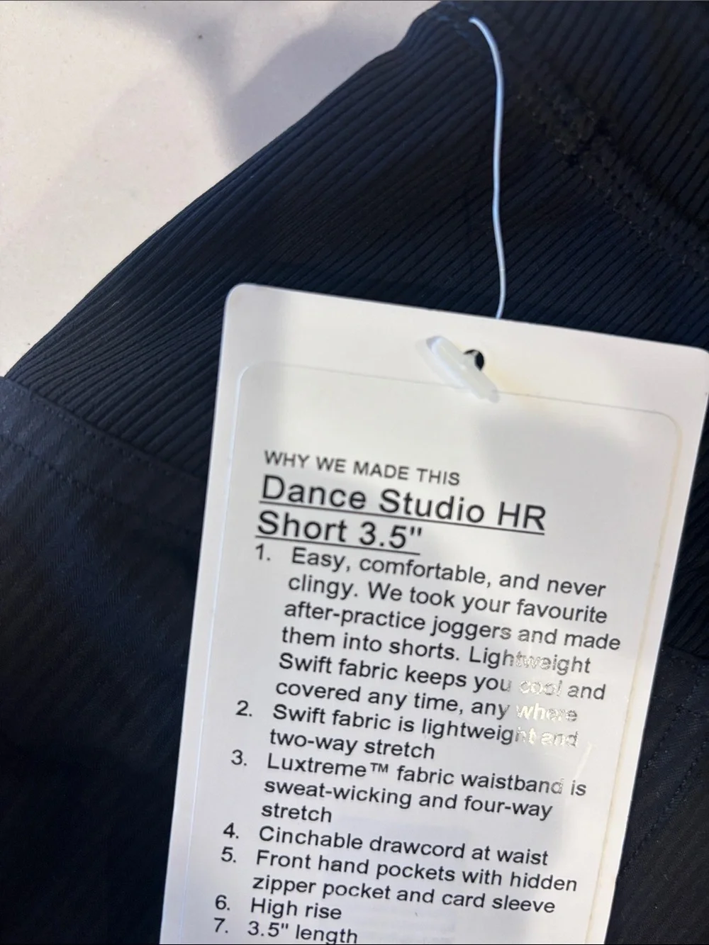 lululemon Dance Studio HR Athletic Drawstring Nylon Short 3.5” Sz 2, Black  NWT